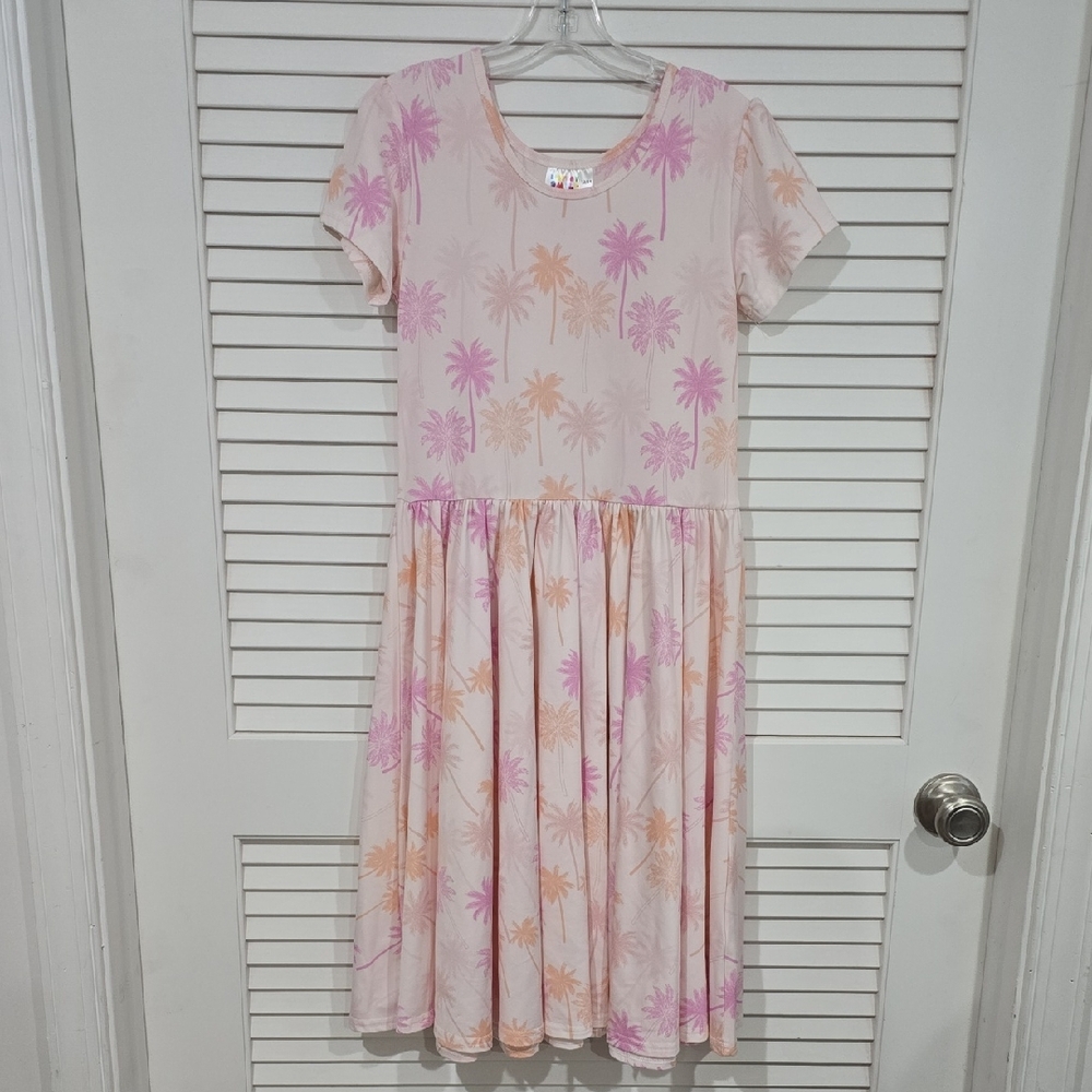 Dot Dot Twirl Dress - Pink Palm Trees